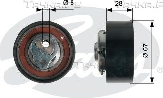 Натяжной ролик (натяжитель) ремня ГРМ Gates PowerGrip®. Артикул T43136
