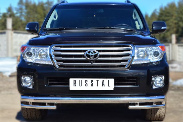 Защита RusStal переднего бампера d76 (секции) d42 (уголки) для Toyota Land Cruiser 200 2012-2015. Артикул TLCZ-001643