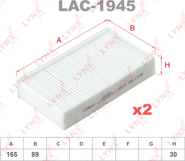 Салонный фильтр LYNXauto для BMW X4 I (F26) 2014-2018. Артикул LAC-1945