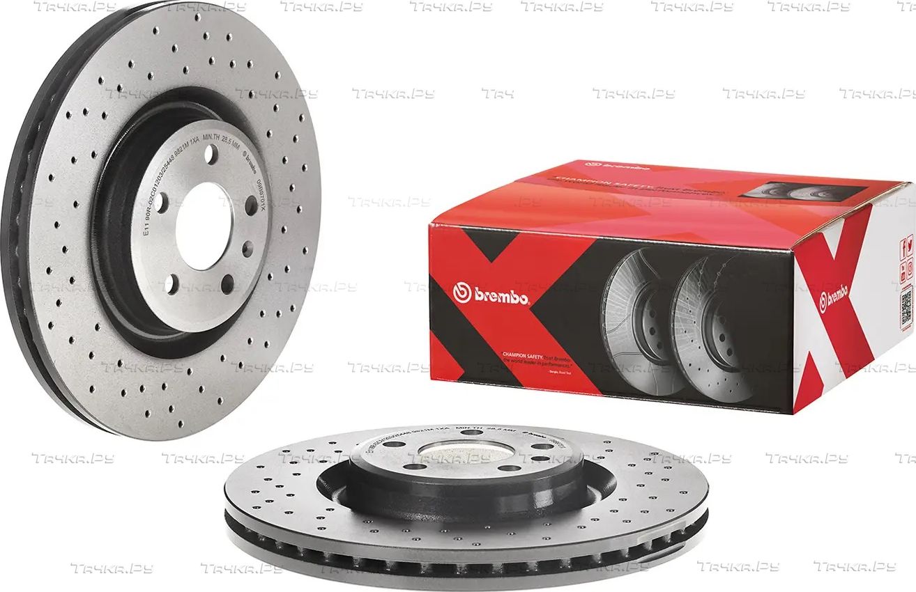 Тормозной диск Brembo XTRA LINE - Xtra передний для Audi A7 I (4G) 2010-2018. Артикул 09.B970.1X