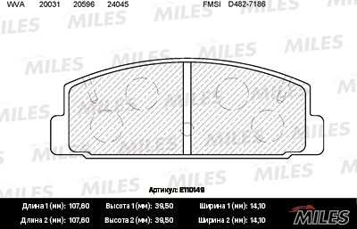 Тормозные колодки Miles (Semi-Metallic) задние для Mazda 6 II (GH) 2007-2013. Артикул E110149