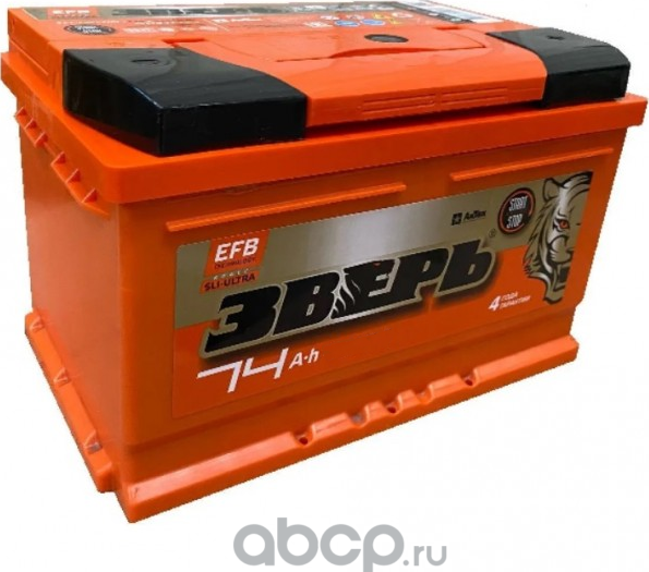 аккумулятор ЗВЕРЬ EFB 74 А/ч 750A обр. п. (276х175х175) 6СТ-74 VLЗ (R) низкий ко. Артикул ZVEFB743RN