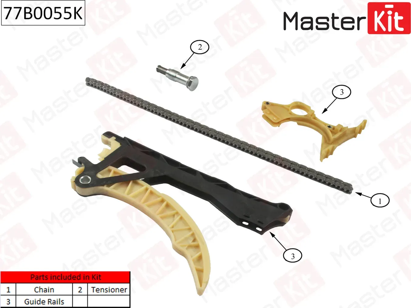 77B0055K Комплект цепи ГРМ BMW E81/E87/E90/E92 N43.N45B16A 03-11 (без звездочек) (Master KIT). Артикул 77b0055k