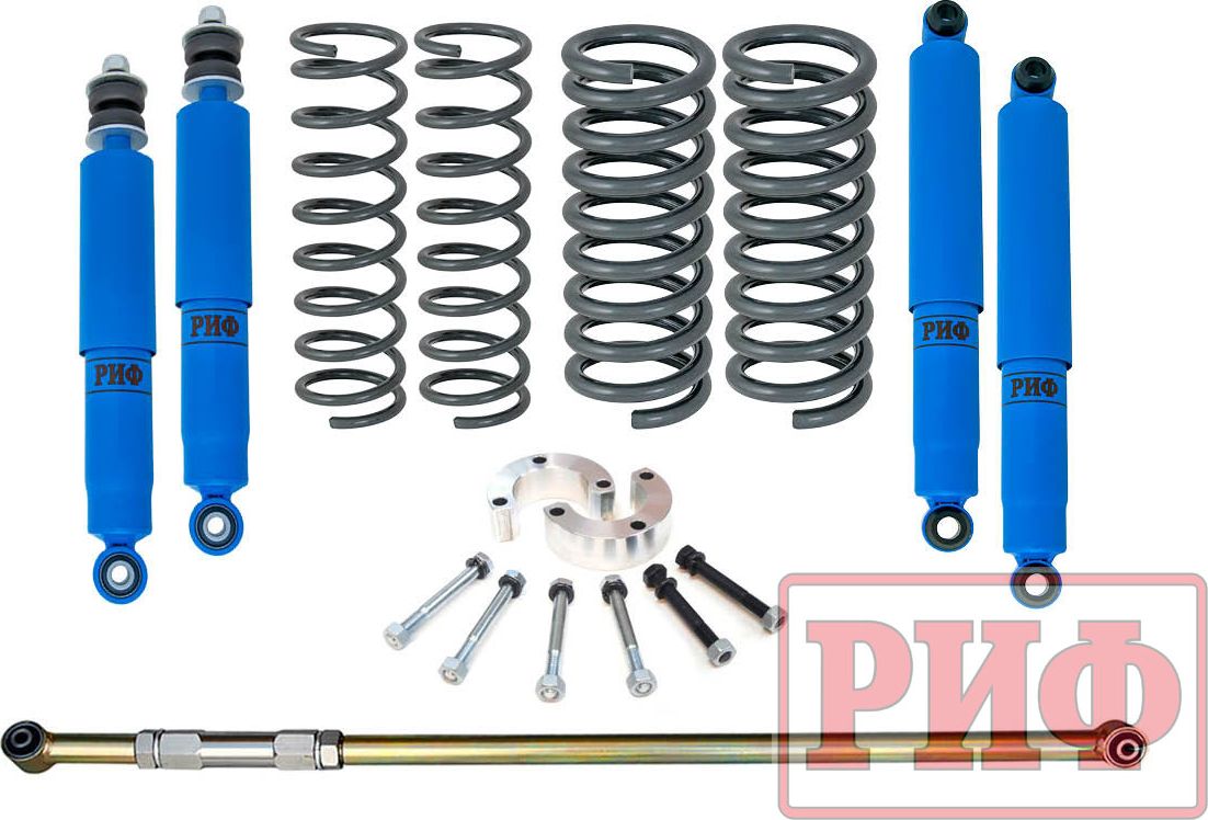 Лифт-комплект РИФ арктический R-AIR для ВАЗ Нива 21214М 1977-2020, лифт 25 мм +0-50 кг. Артикул RIF-NVAm-EA-Arc
