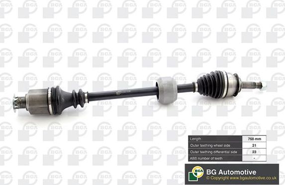 Полуось (привод в сборе, приводной вал) BGA передняя правая для Dacia Logan I 2004-2012. Артикул DS1500R