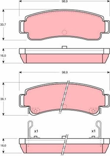 Тормозные колодки TRW задние для Nissan 100NX 1990-1994. Артикул GDB1014