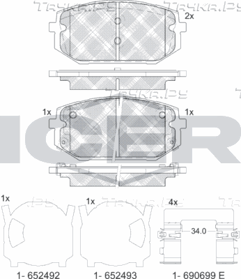 Тормозные колодки Icer передние для Hyundai Tucson IV 2021-2026. Артикул 182473