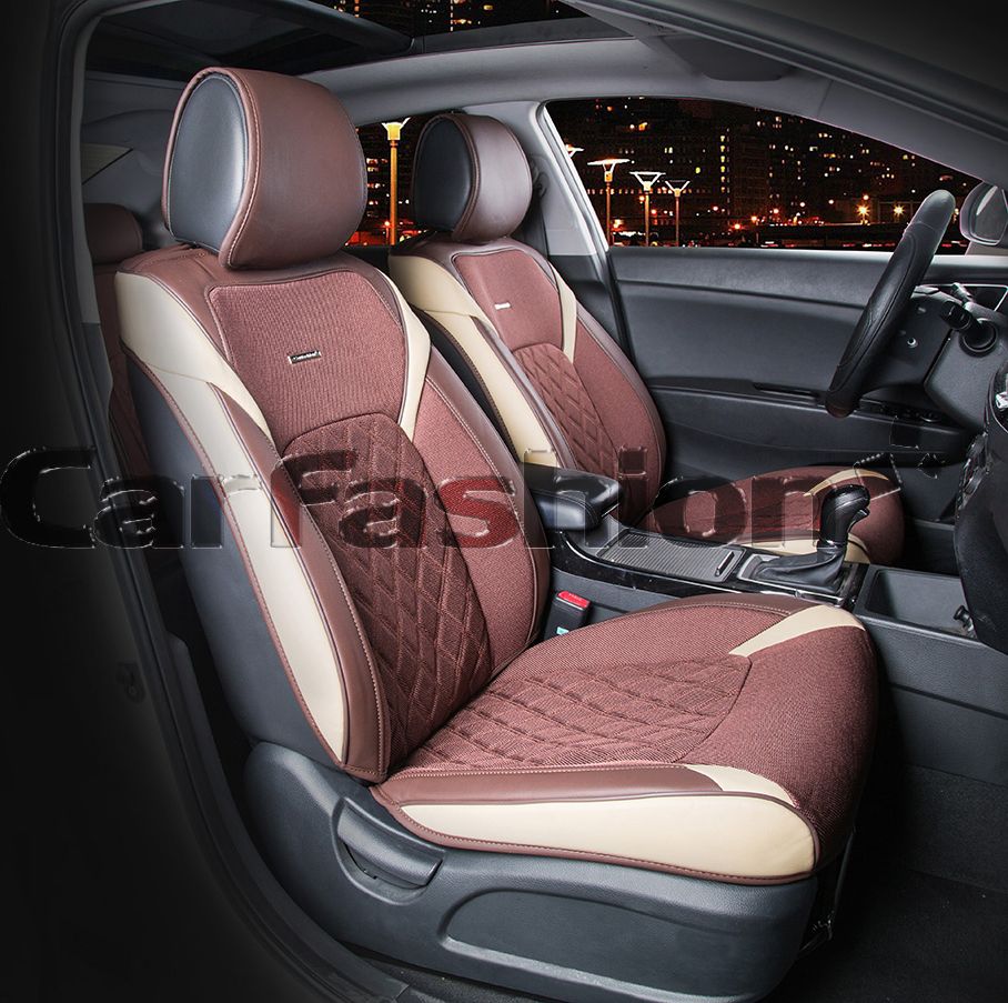 Накидки универсальные CarFashion Sting на переднее сидения авто, цвет Бежевый/Кофе. Артикул 21952