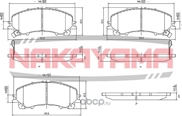 Колодки тормозные дисковые, комплект (Nakayama). Артикул HP8876NY