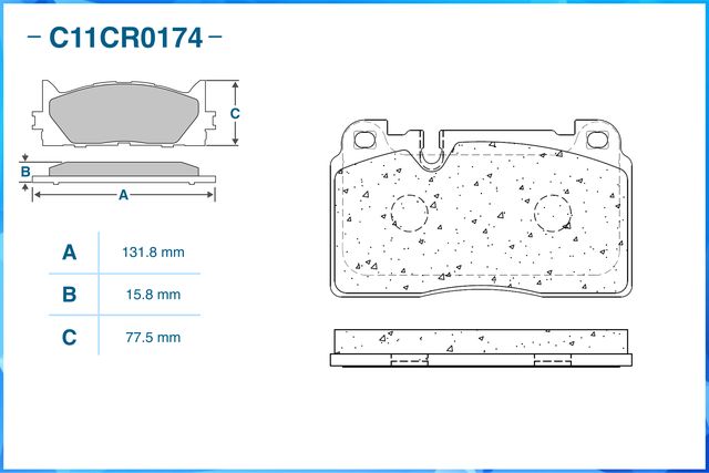 Колодки тормозные передние (Low Metallic) (Cworks). Артикул C11CR0174