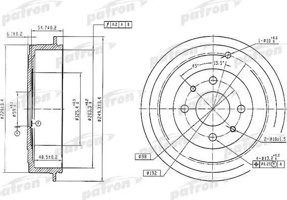 Тормозной барабан Patron задний для Fiat Panda II 2007-2013. Артикул PDR1225
