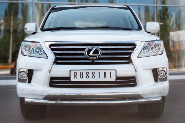 Защита RusStal переднего бампера d76/75х42 для Lexus LX 570 2012-2026. Артикул LLXZ-000861
