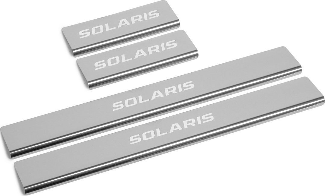 Накладки AutoMax на пороги для Hyundai Solaris I поколение 2010-2014. Артикул AMHYSOL02