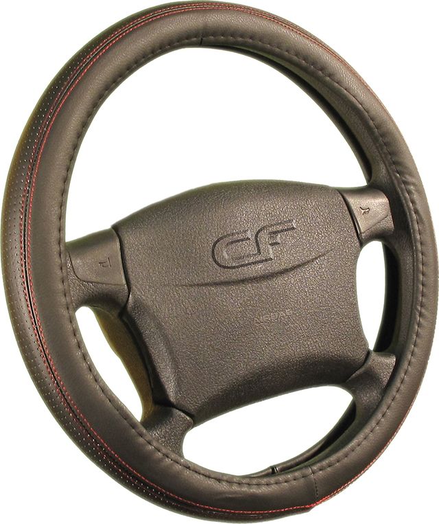 Оплётка на руль CarFashion Gap (размер M, экокожа, цвет ЧЕРНЫЙ/КРАСНЫЙ). Артикул 31183