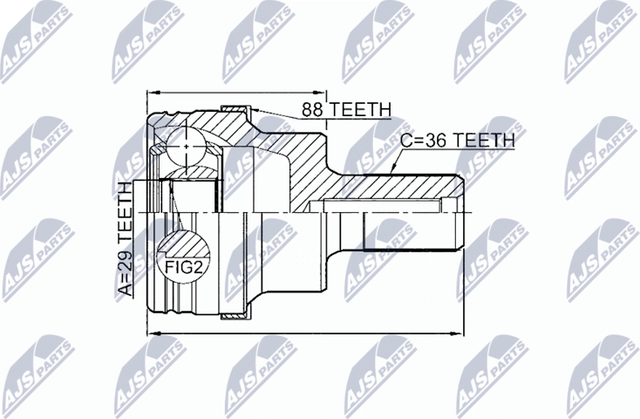 Шрус наружный (граната) NTY задний для Volvo V90 I 1997-1998. Артикул NPZ-FR-046