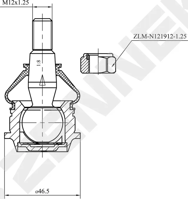 Опора шаровая HYUNDAI ACCENT 95-00 (Zennek). Артикул DBJ0026