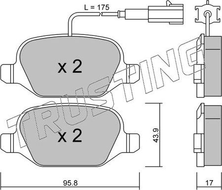 Тормозные колодки Trusting задние для Alfa Romeo MiTo I 2010-2018. Артикул 333.2