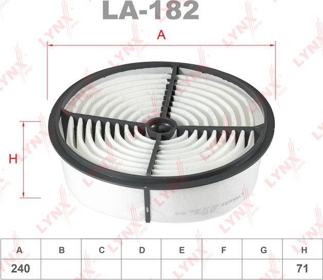 Воздушный фильтр LYNXauto. Артикул LA-182