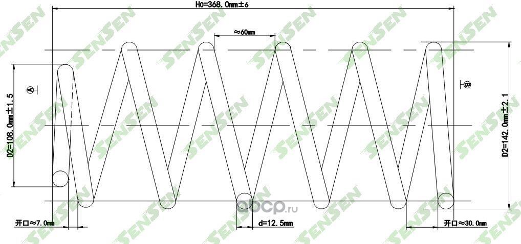 Пружина подвески передней Chevrolet Aveo/Daewoo Kalos 1.2/1.4 02 (Sensen). Артикул SCP10164