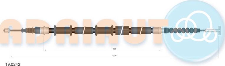 Трос ручника (тросик ручного тормоза) Adriauto. Артикул 19.0242