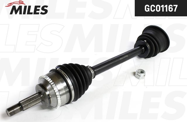 Полуось (привод в сборе, приводной вал) Miles левая для Renault Kangoo I 1997-2009. Артикул GC01167