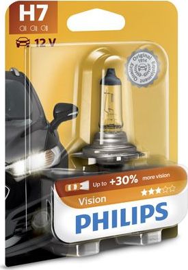 H7 12V- 55W (PX26d) ( +30% света) Vision (Premium) блистер (1шт.) Philips Vision. Артикул 12972PRB1