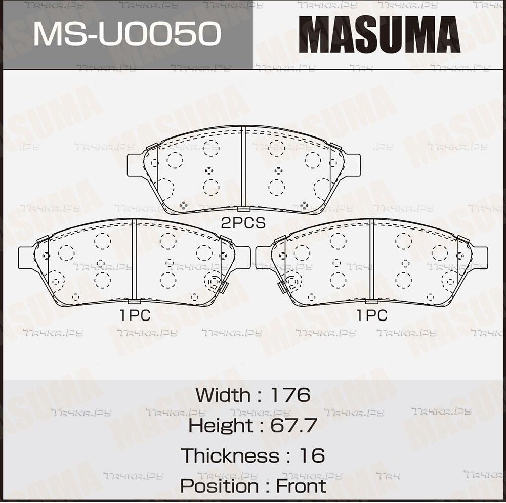 Колодки тормозные дисковые (Masuma). Артикул MS-U0050