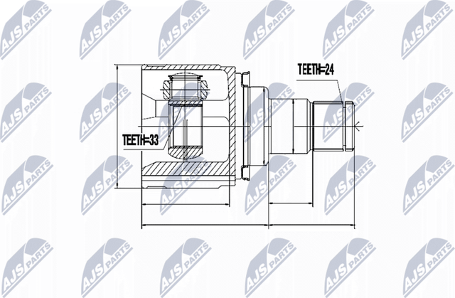 Шрус внутренний (граната) NTY для Mitsubishi Lancer IX 2007-2013. Артикул NPW-MS-037