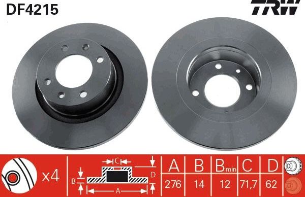 Тормозной диск TRW. Артикул DF4215