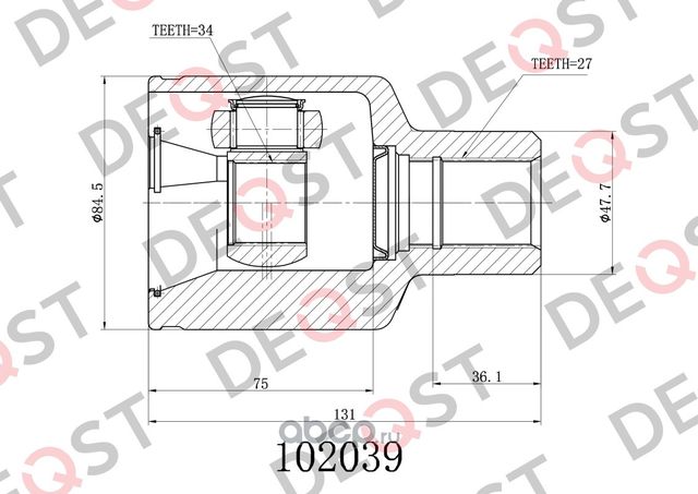 ШРУС с монтажными деталями (102039) (Deqst). Артикул 102039