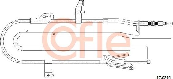 Трос ручника (тросик ручного тормоза) Cofle задний правый для Nissan Primera P12 2002-2008. Артикул 92.17.0246
