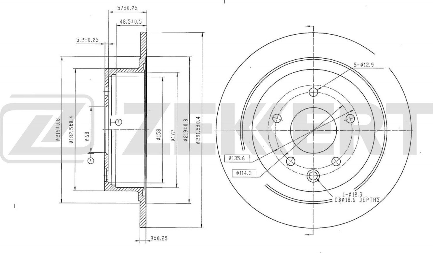 Тормозной диск Zekkert. Артикул BS-5449B