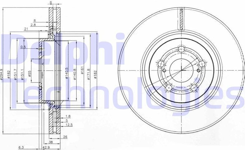 Тормозной диск Delphi. Артикул BG3914