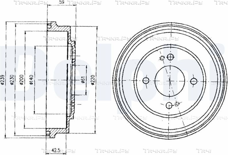 Тормозной барабан Delphi для Honda Civic V 1991-1996. Артикул BF208