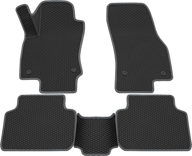 Коврики Rezkon 3D EVA Ромб резиновые для салона Volkswagen Tiguan II 2016-2026 Серый кант. Артикул 9235025202