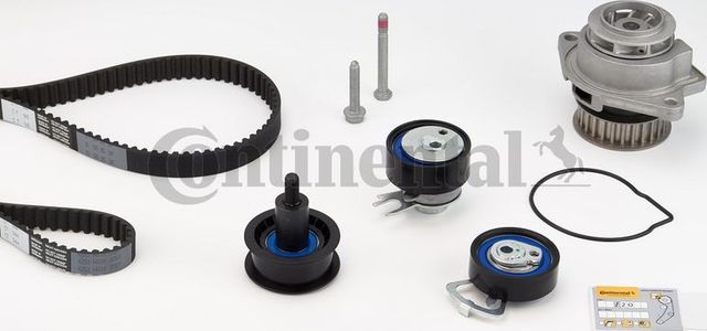 Помпа (водяной насос) с комплектом ремня ГРМ ContiTech для SEAT Leon II 2006-2012. Артикул CT957WP3