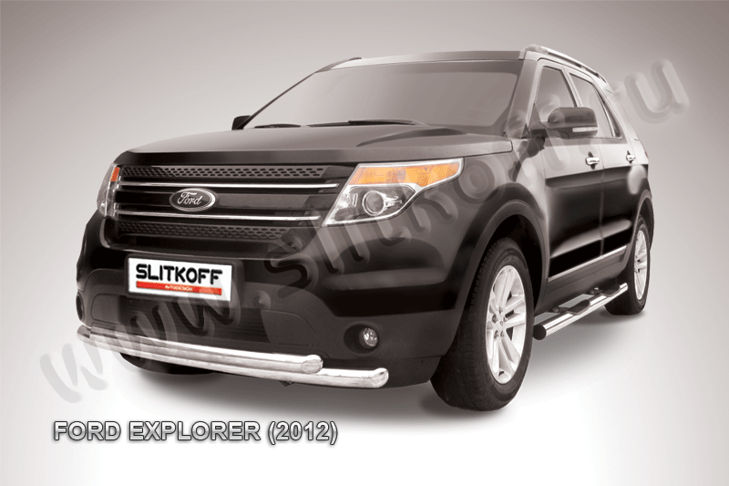 Защита Slitkoff переднего бампера d76/57 двойная для Ford Explorer V 2012-2015. Артикул FEX001