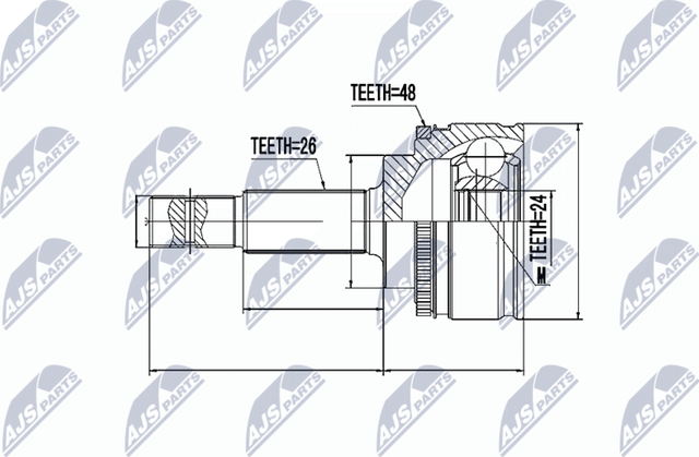 Шрус наружный (граната) NTY для Toyota Ipsum II (M20) 2001-2005. Артикул NPZ-TY-084