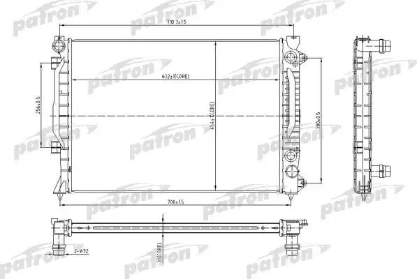 Радиатор охлаждения двигателя Patron для Audi A6 II (C5) 1997-2005. Артикул PRS3010
