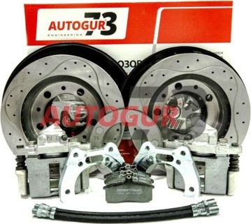 Тормоза дисковые Autogur73 с перфорированными дисками передние УАЗ на мост Тимкен/Спайсер с суппортом ВАЗ-2112. Артикул N-DT-UAZ-TS-Z-S-VAZ-PD