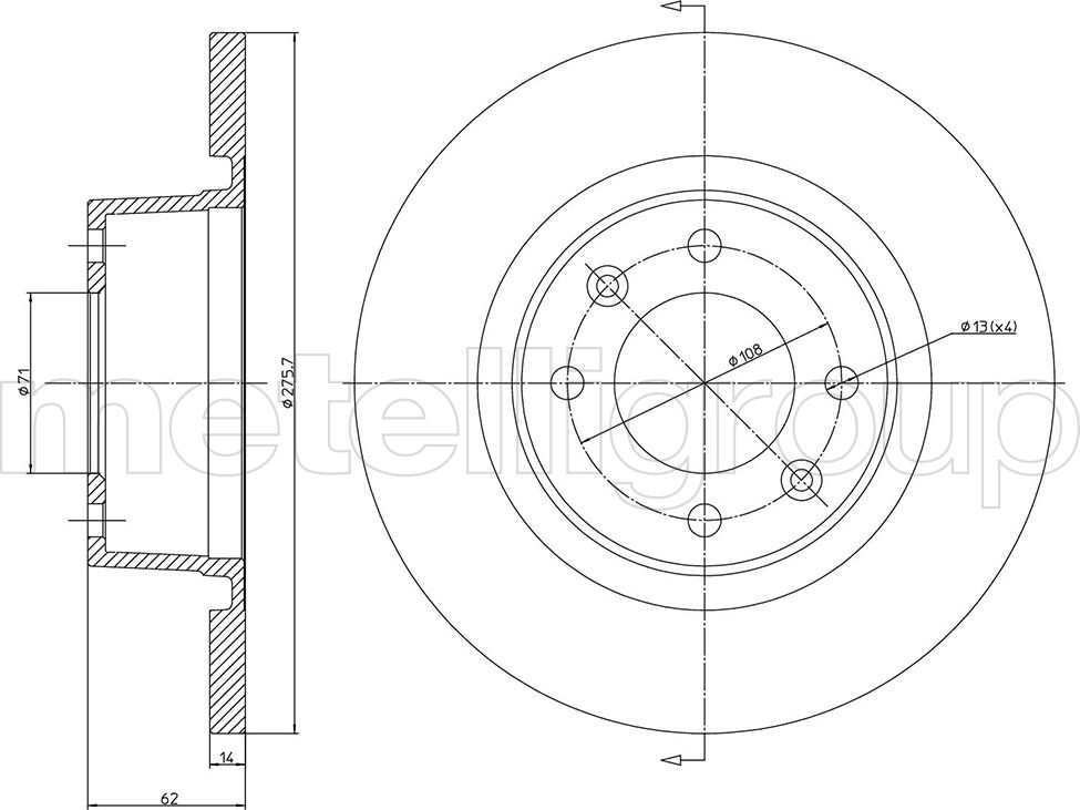 Тормозной диск Metelli. Артикул 23-0558C