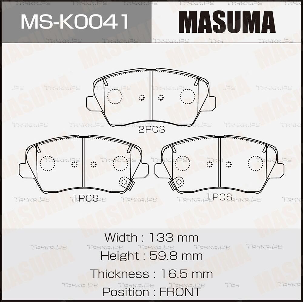 Тормозные колодки Masuma передние для Hyundai i30 II 2011-2017. Артикул MS-K0041