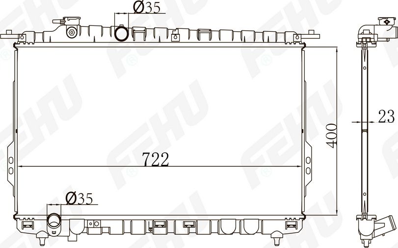 Радиатор охлаждения (сборный) для Hyundai Sonata (98-) 2.0/2.4/2.5/2.7 MT (Fehu). Артикул frc1405m
