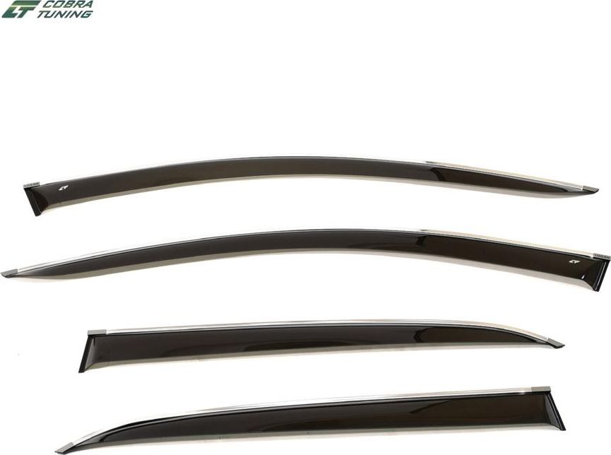 Дефлекторы Cobra Tuning для окон с хромированным молдингом Renault Logan (в т.ч. Stepway) II 2014-2026. Артикул R13114CR