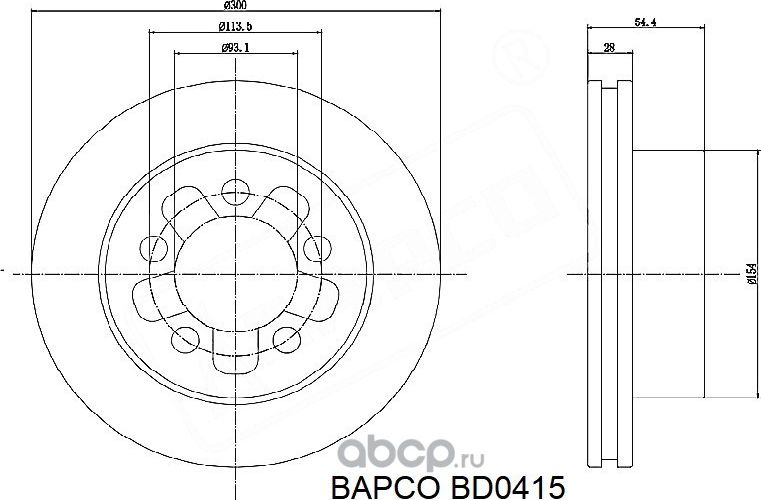 Тормозные диски BD0415, (Bapco). Артикул BD0415