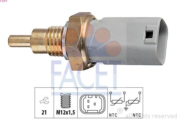 Датчик температуры охлаждающей жидкости Facet Made in Italy - OE Equivalent. Артикул 7.3277