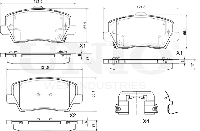 Колодки тормозные диск. передние Kia Picanto III 17- (Unio). Артикул BRP-20476