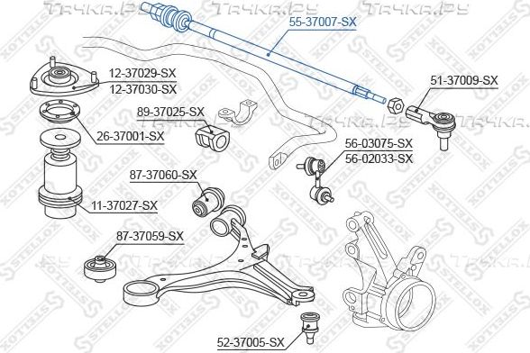 Рулевая тяга Stellox правая/левая для Volkswagen Golf II 1988-1991. Артикул 55-37007-SX