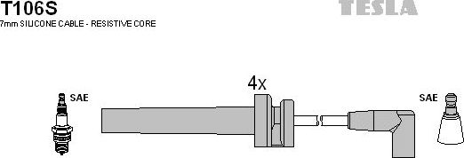 Провода в/в дв.Крайслер силикон (Тesla) (Tesla). Артикул Т106S