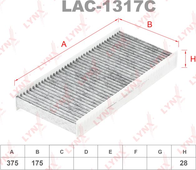 Салонный фильтр LYNXauto для Toyota ProAce I 2013-2016. Артикул LAC-1317C